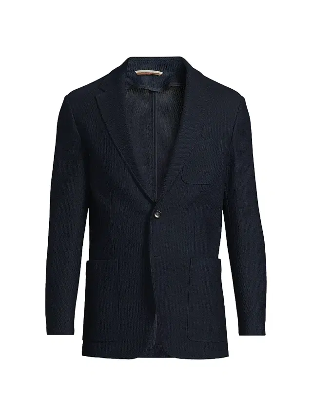 Canali Men's Textured Jersey Wool Jacket - Dark Blue