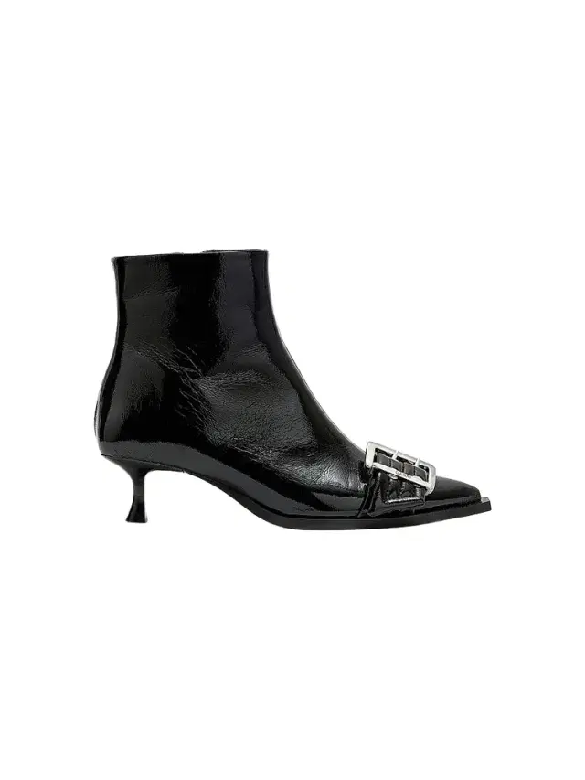 Ganni Women's 50MM Buckle-Detail Faux-Leather Boots - Black