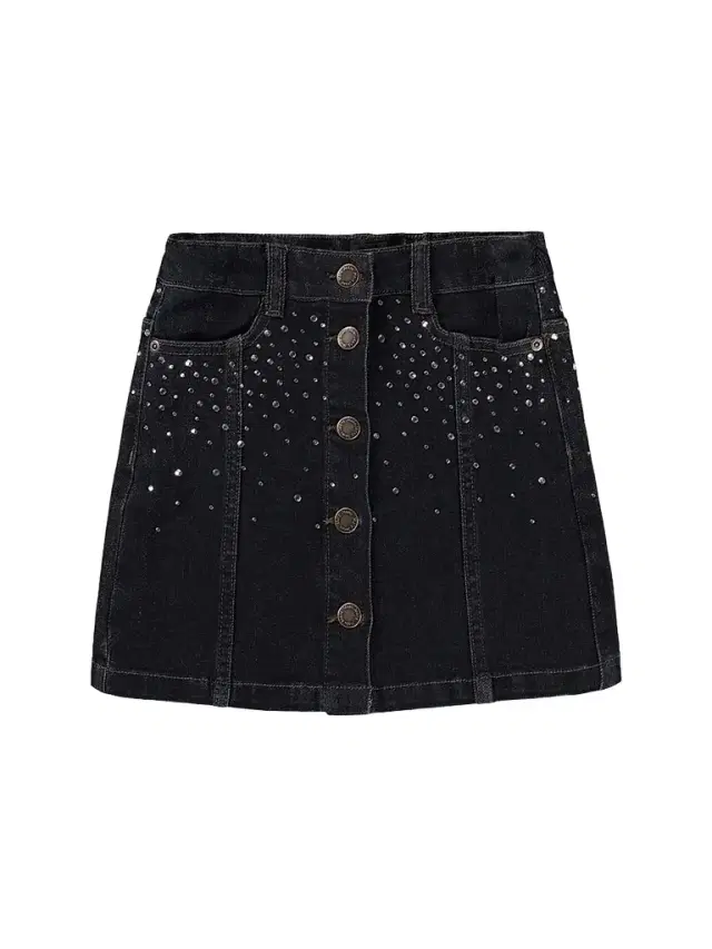 Molo Little Girl's & Girl's Bera Rhinestone-Embellished Denim Miniskirt - Rhinestone Raw