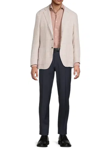 Canali Men's Windowpane Linen-Wool Sportcoat - Light Pink - Size 44 | Thumbnail 2 Canali Men's Windowpane Linen-Wool Sportcoat - Light Pink - Size 44 | Thumbnail 2