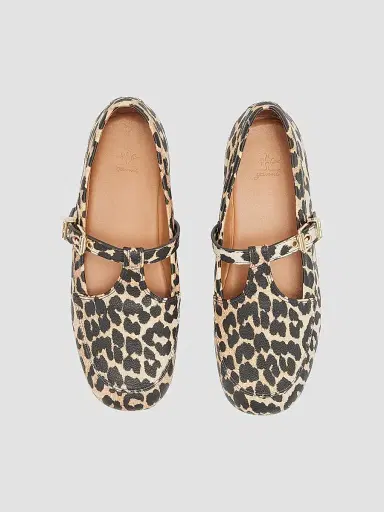 Ganni Women's Mary Jenny Leopard Print Flats | Thumbnail 3 Ganni Women's Mary Jenny Leopard Print Flats | Thumbnail 3
