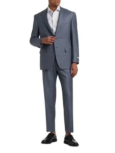 Canali Men's Micro Houndstooth Classic-Fit Wool Suit - Blue | Thumbnail 2