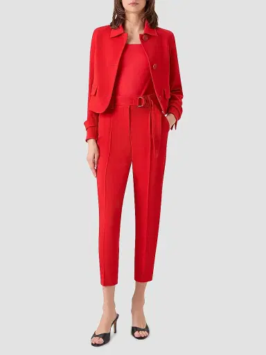 Akris punto Women's Virgin Wool Boxy Button-Front Jacket - Red - Size 16 | Thumbnail 2