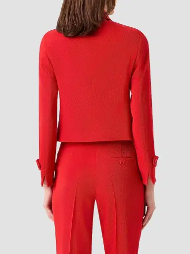 Akris punto Women's Virgin Wool Boxy Button-Front Jacket - Red - Size 16 | Thumbnail 3