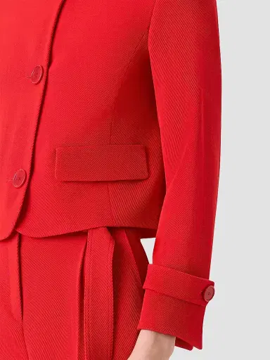 Akris punto Women's Virgin Wool Boxy Button-Front Jacket - Red - Size 16 | Thumbnail 5