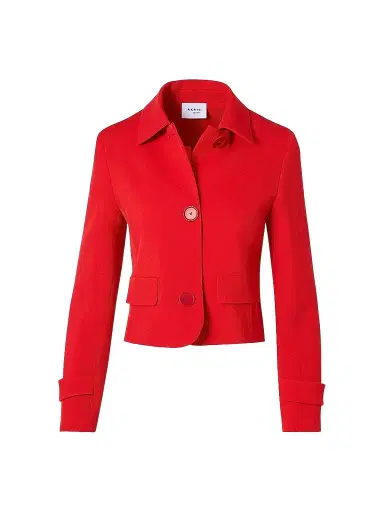 Akris punto Women's Virgin Wool Boxy Button-Front Jacket - Red - Size 16 | Thumbnail 1