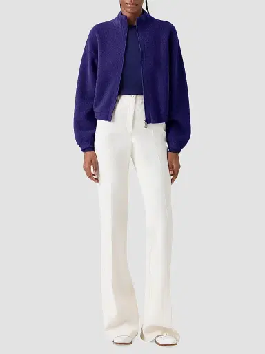 Akris Women's Cashmere Stand-Collar Zip-Front Cardigan - Dark Purple - Size 16 | Thumbnail 2 Akris Women's Cashmere Stand-Collar Zip-Front Cardigan - Dark Purple - Size 16 | Thumbnail 2