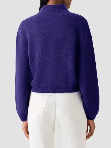 Akris Women's Cashmere Stand-Collar Zip-Front Cardigan - Dark Purple - Size 16 | Thumbnail 3 Akris Women's Cashmere Stand-Collar Zip-Front Cardigan - Dark Purple - Size 16 | Thumbnail 3