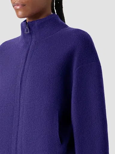 Akris Women's Cashmere Stand-Collar Zip-Front Cardigan - Dark Purple - Size 16 | Thumbnail 5 Akris Women's Cashmere Stand-Collar Zip-Front Cardigan - Dark Purple - Size 16 | Thumbnail 5