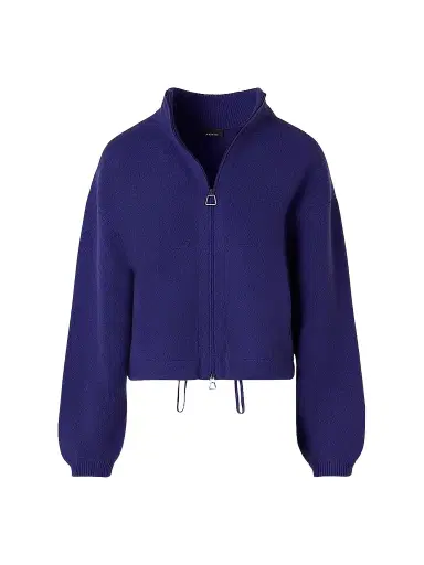 Akris Women's Cashmere Stand-Collar Zip-Front Cardigan - Dark Purple - Size 16 | Thumbnail 1 Akris Women's Cashmere Stand-Collar Zip-Front Cardigan - Dark Purple - Size 16 | Thumbnail 1