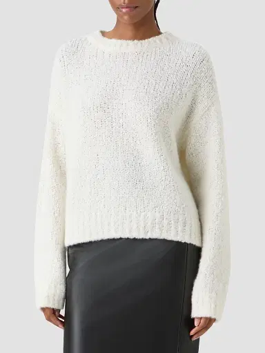 Akris Women's Cashmere-Silk Bouclé-Knit Crewneck Sweater | Thumbnail 4 Akris Women's Cashmere-Silk Bouclé-Knit Crewneck Sweater | Thumbnail 4