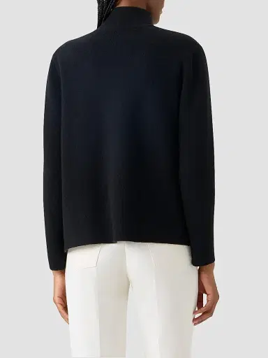 Akris Women's Zebra-Printed Double-Faced Cashmere Reversible Cardigan - Black Ecru - Size 16 | Thumbnail 4 Akris Women's Zebra-Printed Double-Faced Cashmere Reversible Cardigan - Black Ecru - Size 16 | Thumbnail 4