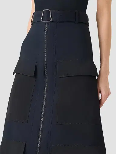 Akris Women's Poplin A-Line Belted Cargo Midi Skirt - Black - Size 6 | Thumbnail 5 Akris Women's Poplin A-Line Belted Cargo Midi Skirt - Black - Size 6 | Thumbnail 5