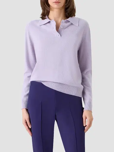 Akris Women's Cashmere Knit Polo Sweater - Malva - Size 16 | Thumbnail 4 Akris Women's Cashmere Knit Polo Sweater - Malva - Size 16 | Thumbnail 4