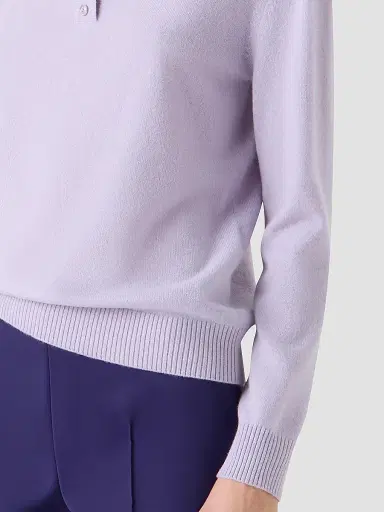 Akris Women's Cashmere Knit Polo Sweater - Malva - Size 16 | Thumbnail 5 Akris Women's Cashmere Knit Polo Sweater - Malva - Size 16 | Thumbnail 5