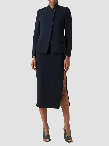 Akris Women's Kay Wool-Blend Stand-Collar Jacket - Black - Size 16 | Thumbnail 2 Akris Women's Kay Wool-Blend Stand-Collar Jacket - Black - Size 16 | Thumbnail 2