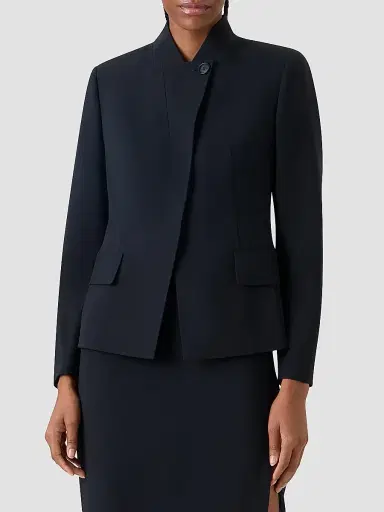 Akris Women's Kay Wool-Blend Stand-Collar Jacket - Black - Size 16 | Thumbnail 4 Akris Women's Kay Wool-Blend Stand-Collar Jacket - Black - Size 16 | Thumbnail 4