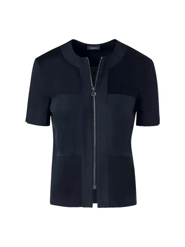 Akris Women's Cotton Crewneck Zip-Front Blouse - Black