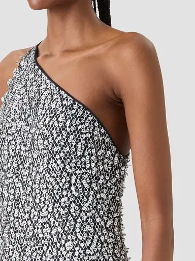 Akris Women's Sequined Cotton-Blend Net One-Shoulder Midi Dress | Thumbnail 4 Akris Women's Sequined Cotton-Blend Net One-Shoulder Midi Dress | Thumbnail 4