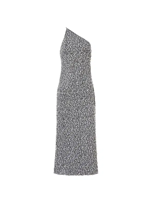 Akris Women's Sequined Cotton-Blend Net One-Shoulder Midi Dress - Ecru Black