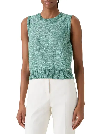 Akris Women's Micro Sequin Linen-Blend Shell | Thumbnail 3 Akris Women's Micro Sequin Linen-Blend Shell | Thumbnail 3