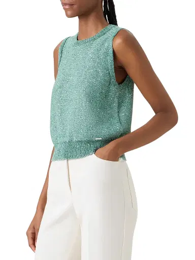 Akris Women's Micro Sequin Linen-Blend Shell | Thumbnail 4 Akris Women's Micro Sequin Linen-Blend Shell | Thumbnail 4