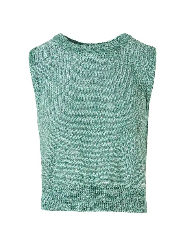 Akris Women's Micro Sequin Linen-Blend Shell - Tourmaline
