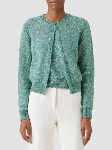 Akris Women's Micro Sequined Linen-Blend Cardigan | Thumbnail 3 Akris Women's Micro Sequined Linen-Blend Cardigan | Thumbnail 3