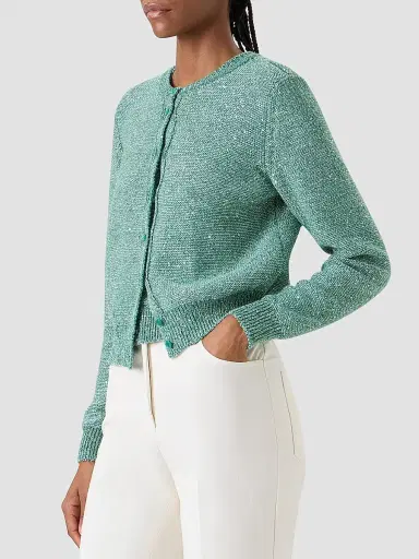 Akris Women's Micro Sequined Linen-Blend Cardigan | Thumbnail 4 Akris Women's Micro Sequined Linen-Blend Cardigan | Thumbnail 4
