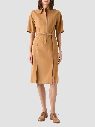 Akris Women's Suede Belted Shirtdress - Camel - Size 6 | Thumbnail 2