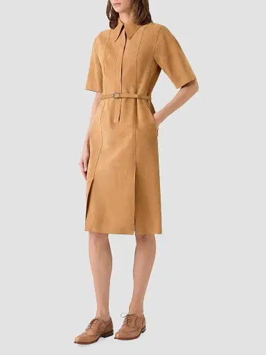 Akris Women's Suede Belted Shirtdress - Camel - Size 6 | Thumbnail 5