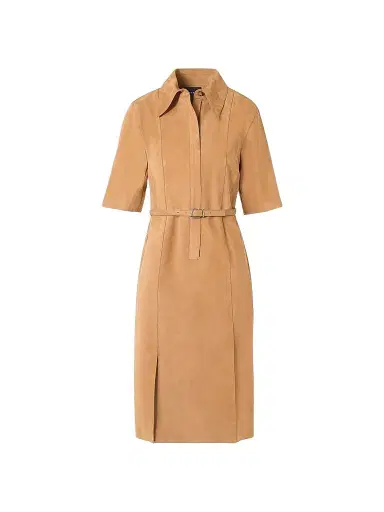 Akris Women's Suede Belted Shirtdress - Camel - Size 6 | Thumbnail 1