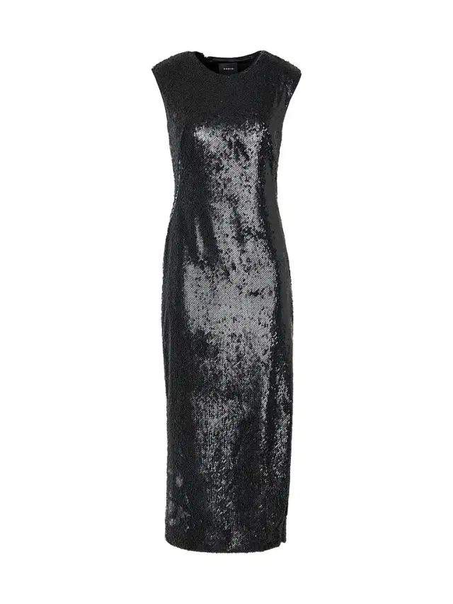 Akris Women's Sequined Crewneck Midi Dress - Black
