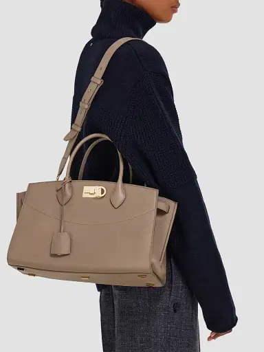 Ferragamo Women's New Ferragamo Studio Soft Leather Top Handle Bag - Warm Taupe | Thumbnail 2