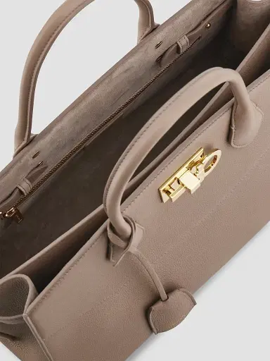 Ferragamo Women's New Ferragamo Studio Soft Leather Top Handle Bag - Warm Taupe | Thumbnail 6