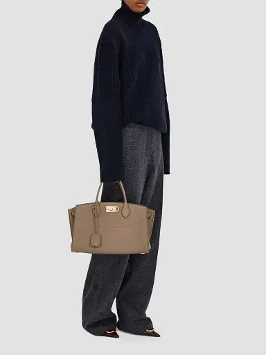 Ferragamo Women's New Ferragamo Studio Soft Leather Top Handle Bag - Warm Taupe | Thumbnail 8