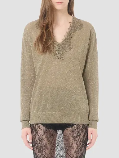 Valentino Garavani Women's Lurex Jumper with Lace | Thumbnail 3