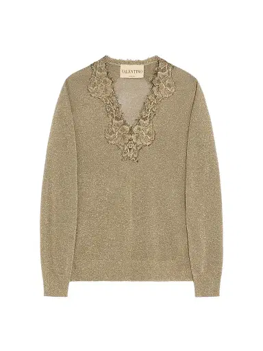 Valentino Garavani Women's Lurex Jumper with Lace | Thumbnail 1