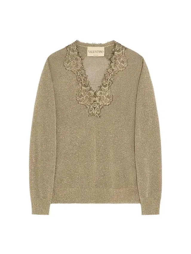 Valentino Garavani Women's Lurex Jumper with Lace - Gold