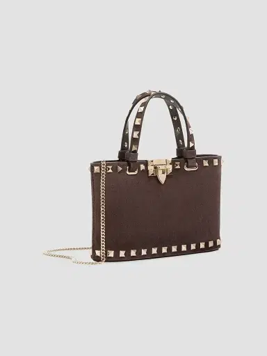 Valentino Garavani Women's Rockstud Mini Suede Top Handle Bag | Thumbnail 4 Valentino Garavani Women's Rockstud Mini Suede Top Handle Bag | Thumbnail 4