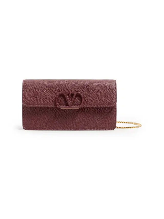 Valentino Garavani Women's VLogo Signature Grainy Calfskin Wallet with Chain