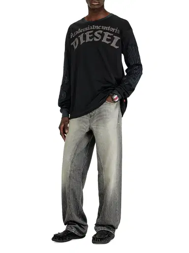 Diesel Men's Logo Graphic Cotton T-Shirt - Off White Black - Size XXL | Thumbnail 2