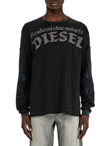 Diesel Men's Logo Graphic Cotton T-Shirt - Off White Black - Size XXL | Thumbnail 3