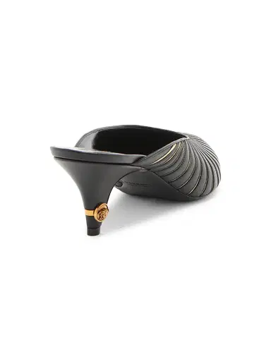 Versace Women's 55MM Metallic Striped Leather Mules - Black Gold - Size 11 | Thumbnail 3 Versace Women's 55MM Metallic Striped Leather Mules - Black Gold - Size 11 | Thumbnail 3