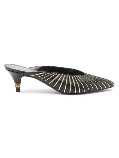 Versace Women's 55MM Metallic Striped Leather Mules | Thumbnail 1