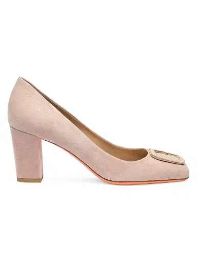 Santoni Women's Marta 70MM Suede Pumps - Pink - Size 12 | Thumbnail 1