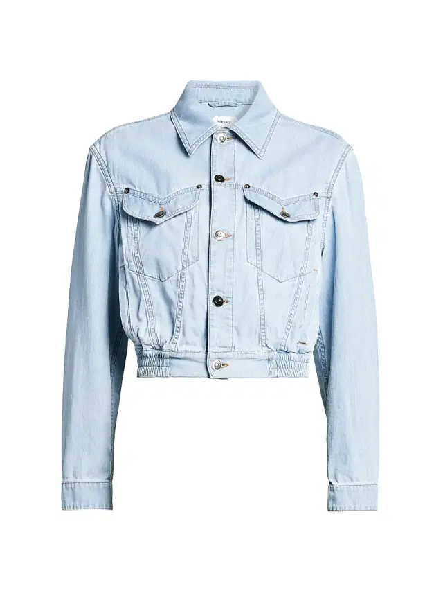 Versace Women's Denim Chambray Blouson Trucker Jacket - Light Blue