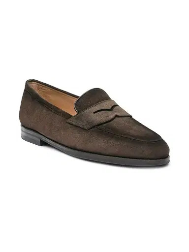 Santoni Women's Carla Suede Penny Loafers - Dark Brown - Size 12 | Thumbnail 2 Santoni Women's Carla Suede Penny Loafers - Dark Brown - Size 12 | Thumbnail 2