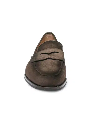 Santoni Women's Carla Suede Penny Loafers - Dark Brown - Size 12 | Thumbnail 3 Santoni Women's Carla Suede Penny Loafers - Dark Brown - Size 12 | Thumbnail 3