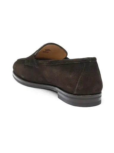 Santoni Women's Carla Suede Penny Loafers - Dark Brown - Size 12 | Thumbnail 4 Santoni Women's Carla Suede Penny Loafers - Dark Brown - Size 12 | Thumbnail 4